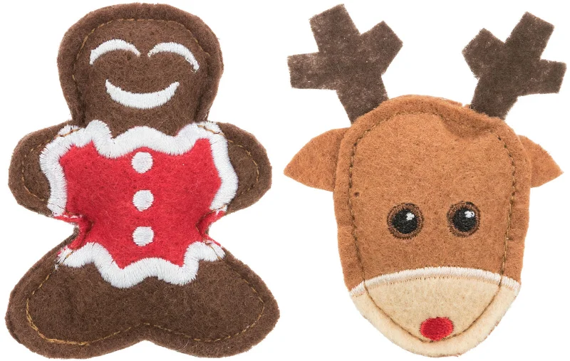 Xmas Elk and Gingerbread Figure Set - for cats