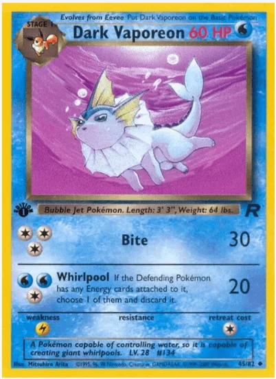 1st Edition Dark Vaporeon - Team Rocket #45/82 (Near Mint)