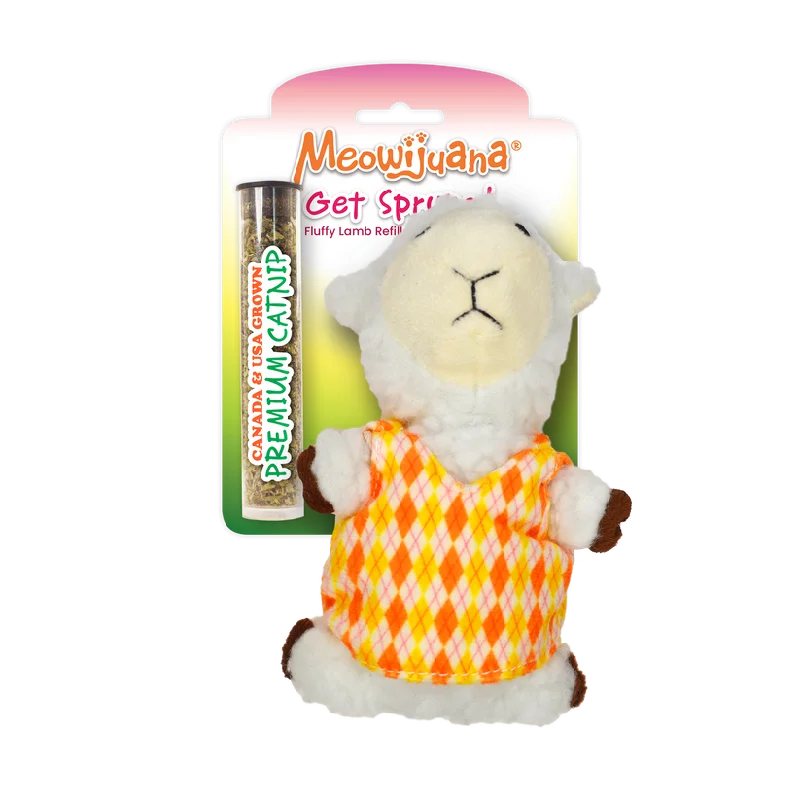 Meowijuana Get Sprung Refillable Lamb Cat Toy (Assorted)