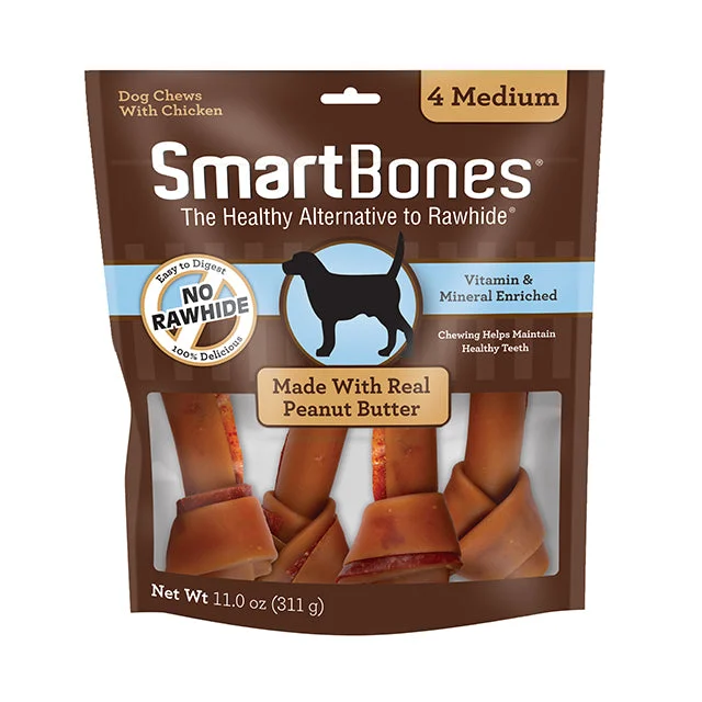 SMARTBONE PEANUT BUTTER MEDIUM BONE 4PK