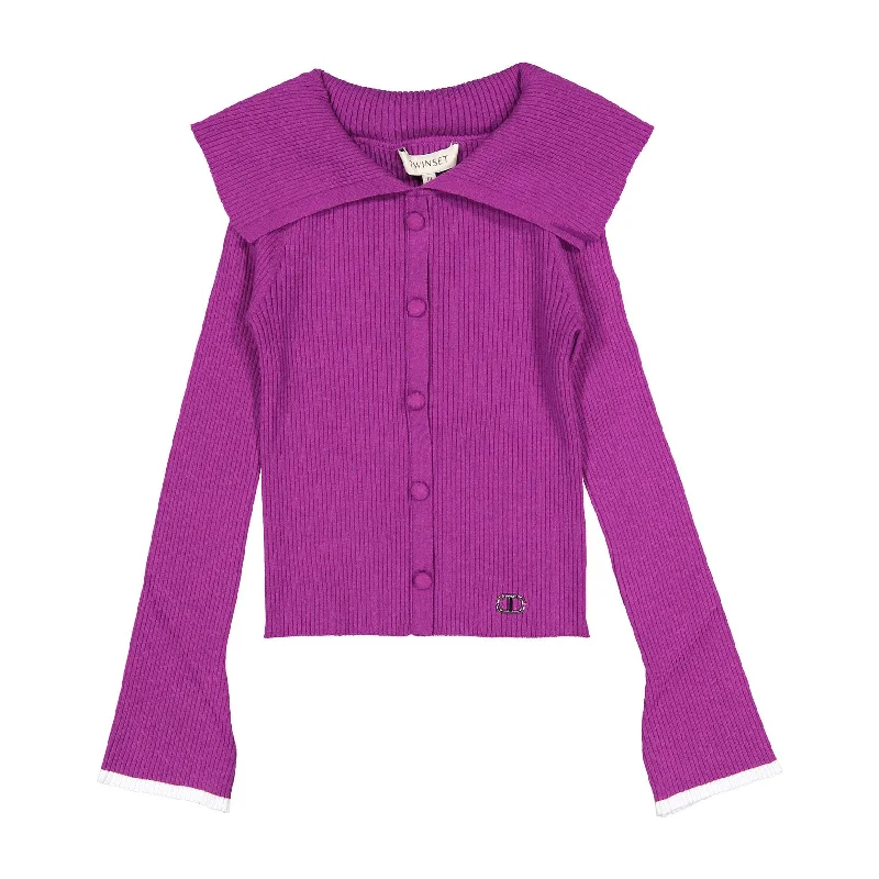 Twinset Purple Knit Cardigan