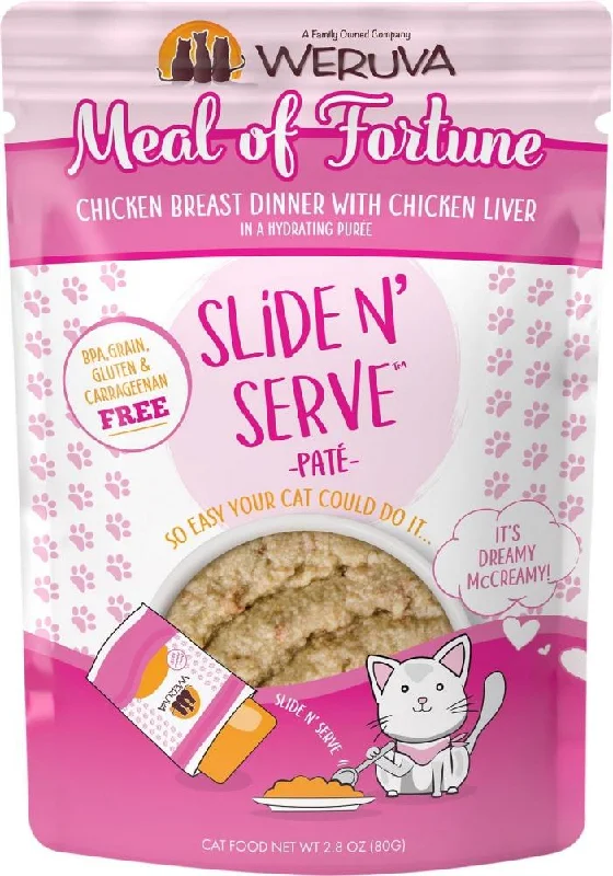 Weruva Slide N' Serve Grain Free Meal of Fortune Chicken Breast Dinner with Chicken Liver Wet Cat Food Pouch