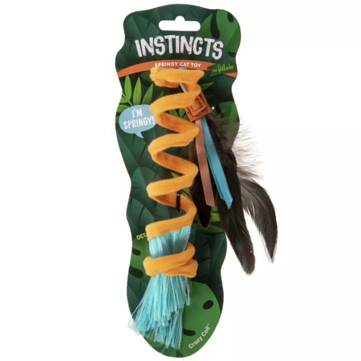 Petlinks® Instincts Crazy Coil™ Springy Cat Toy with Fringe and Detachable Feather Cat Toy