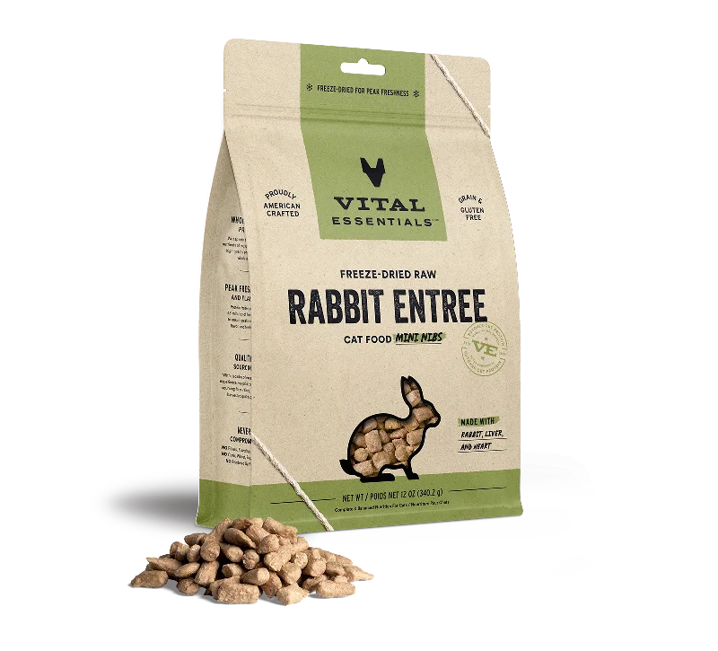 Vital Essentials Freeze-Dried Raw Rabbit Entree Mini Nibs Cat Food (3.75 oz)