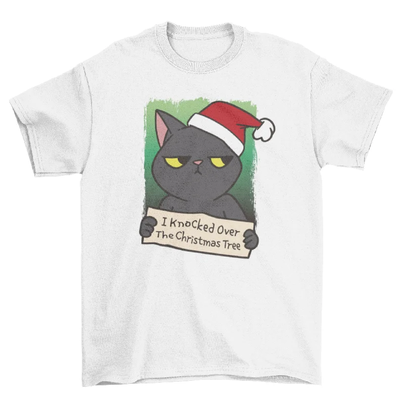 Black Cat Christmas Tree T-Shirt