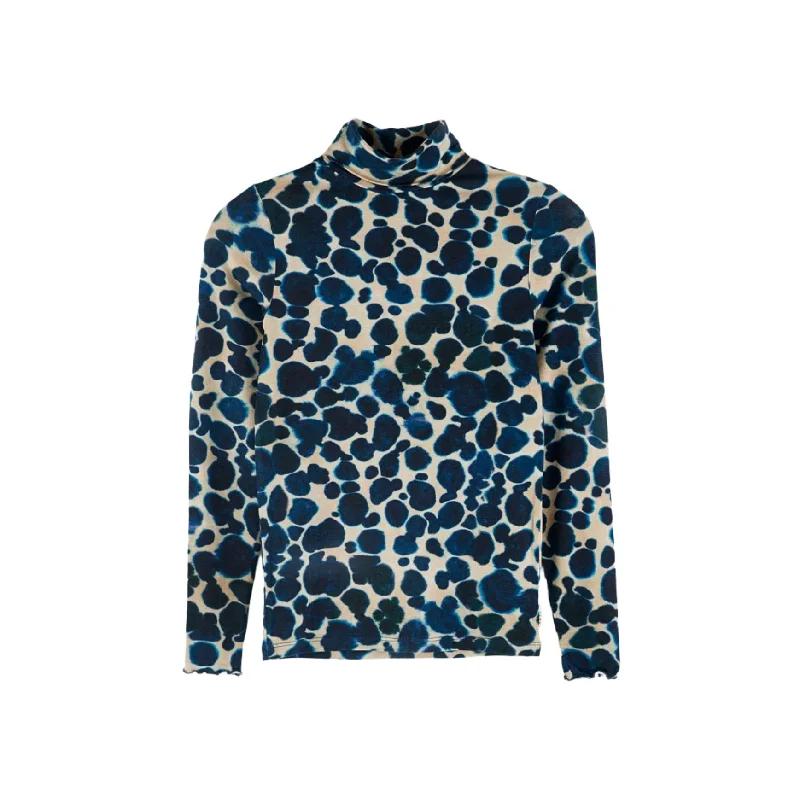 Bellerose Blue Leopard Print Turtleneck