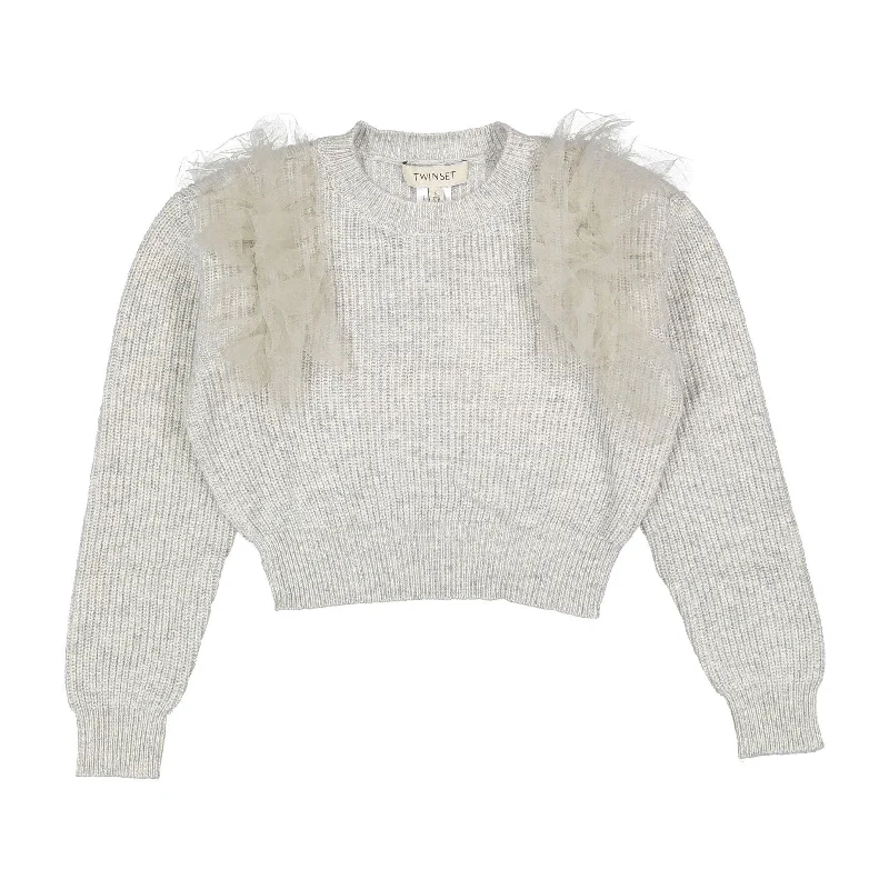 Twinset Grey Tulle Detail Sweater