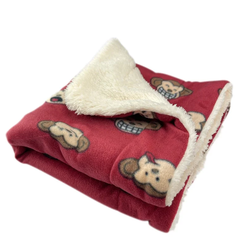 Burgundy Silly Monkey Fleece Dog Blanket