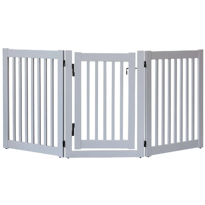 Highlander Series Solid Wood Walk Through Dog Gate Pumice Grey