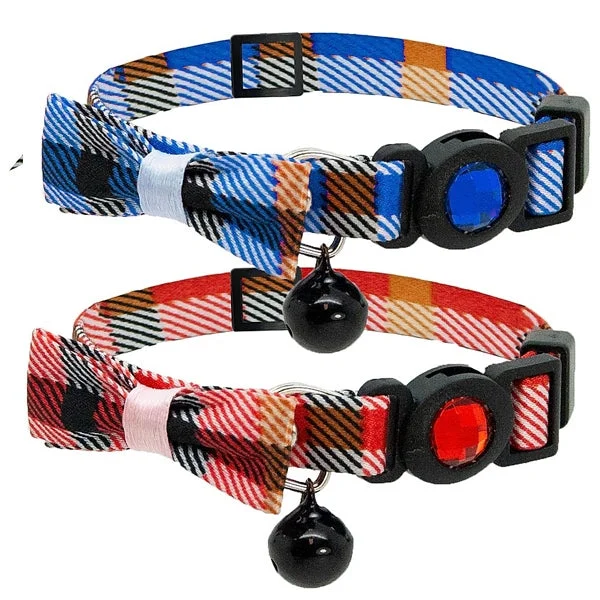 Jewelled Tartan Bow Cat Collar