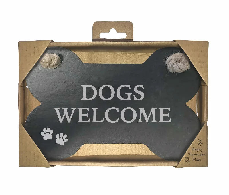 Slate Bone Sign - Dogs Welcome